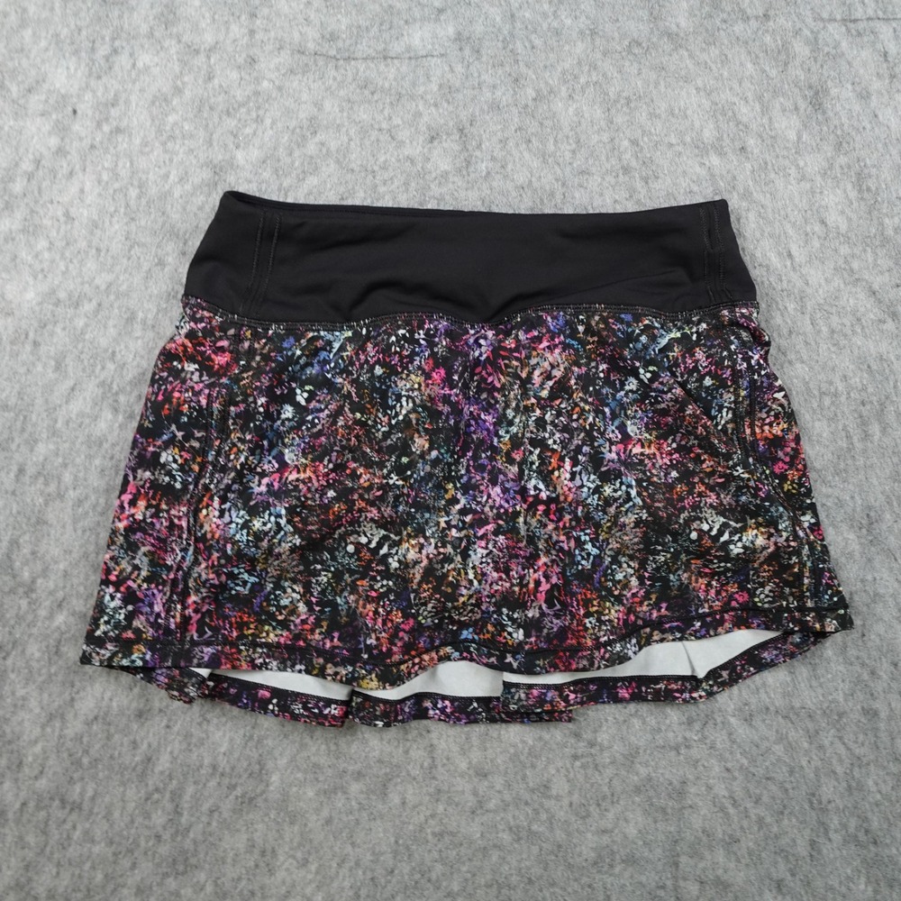 Lululemon Skirt Women 2 Pink Floral Spray Pace Rival Mid Rise Skort Athletic Run